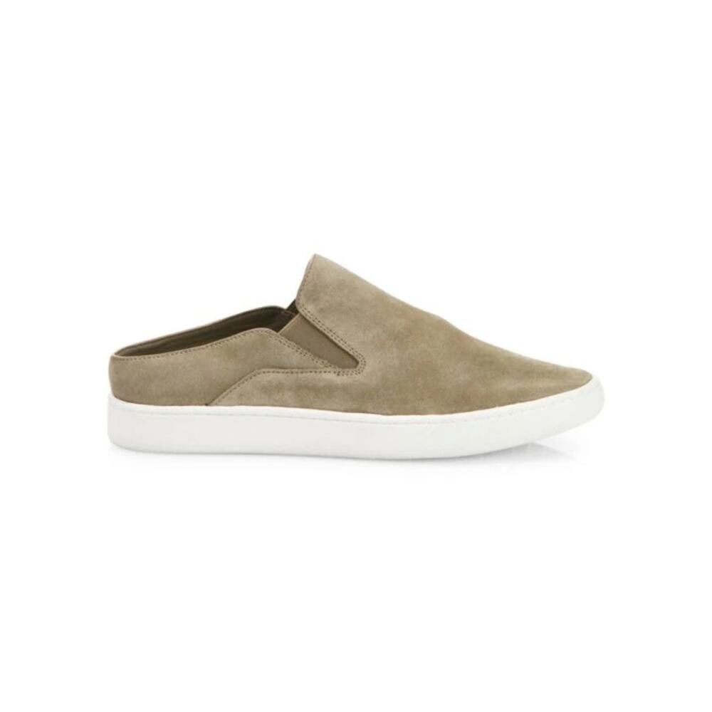 Vince Womens Verrell Sneakers 8M Taupe Suede Low Back Slip-On Mule Style Shoes